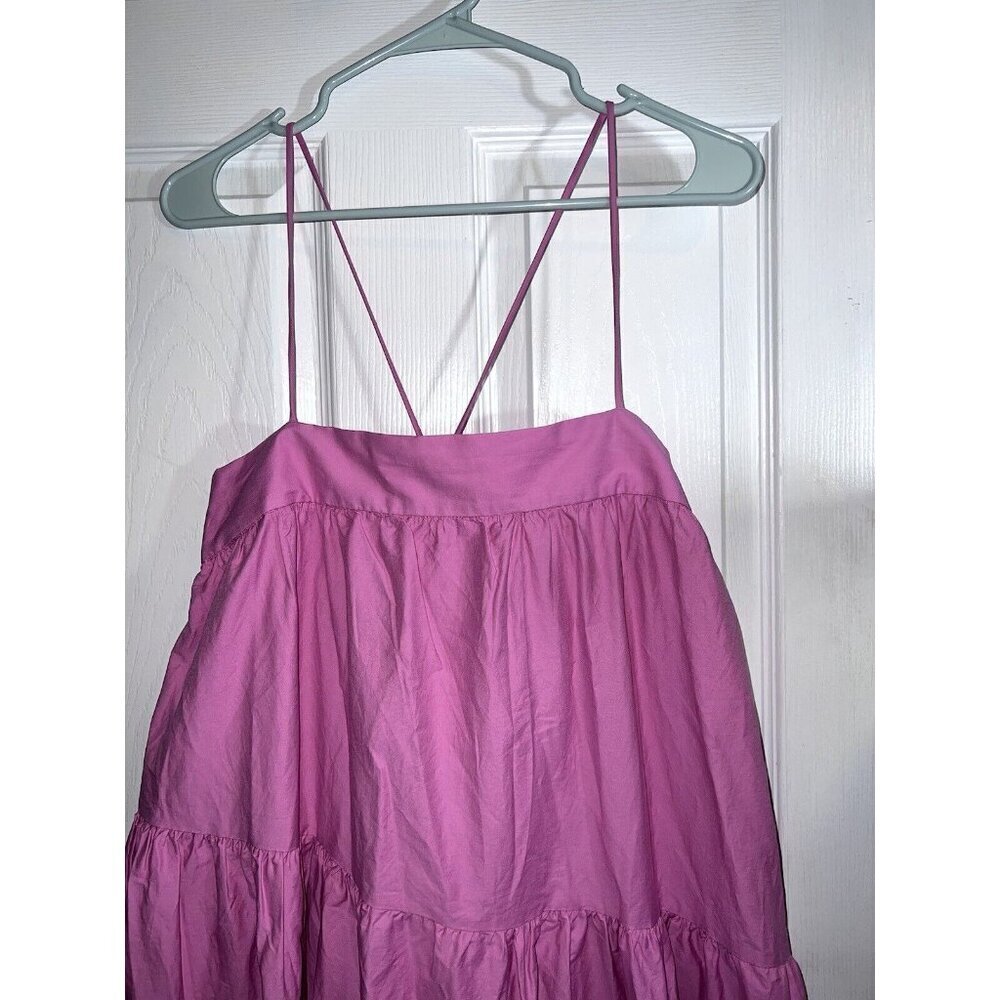 NWT MNG Mango ORGANIC COTTON Pink Sleeveless Parachute Maxi Dress Sz 8 - Picture 14 of 16